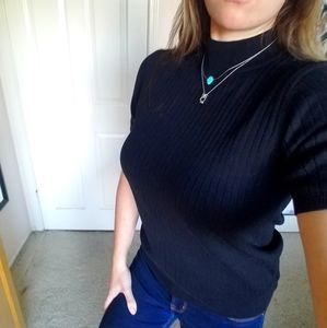 Croft & Barrow Short Sleeve Mockneck Ribbed Top